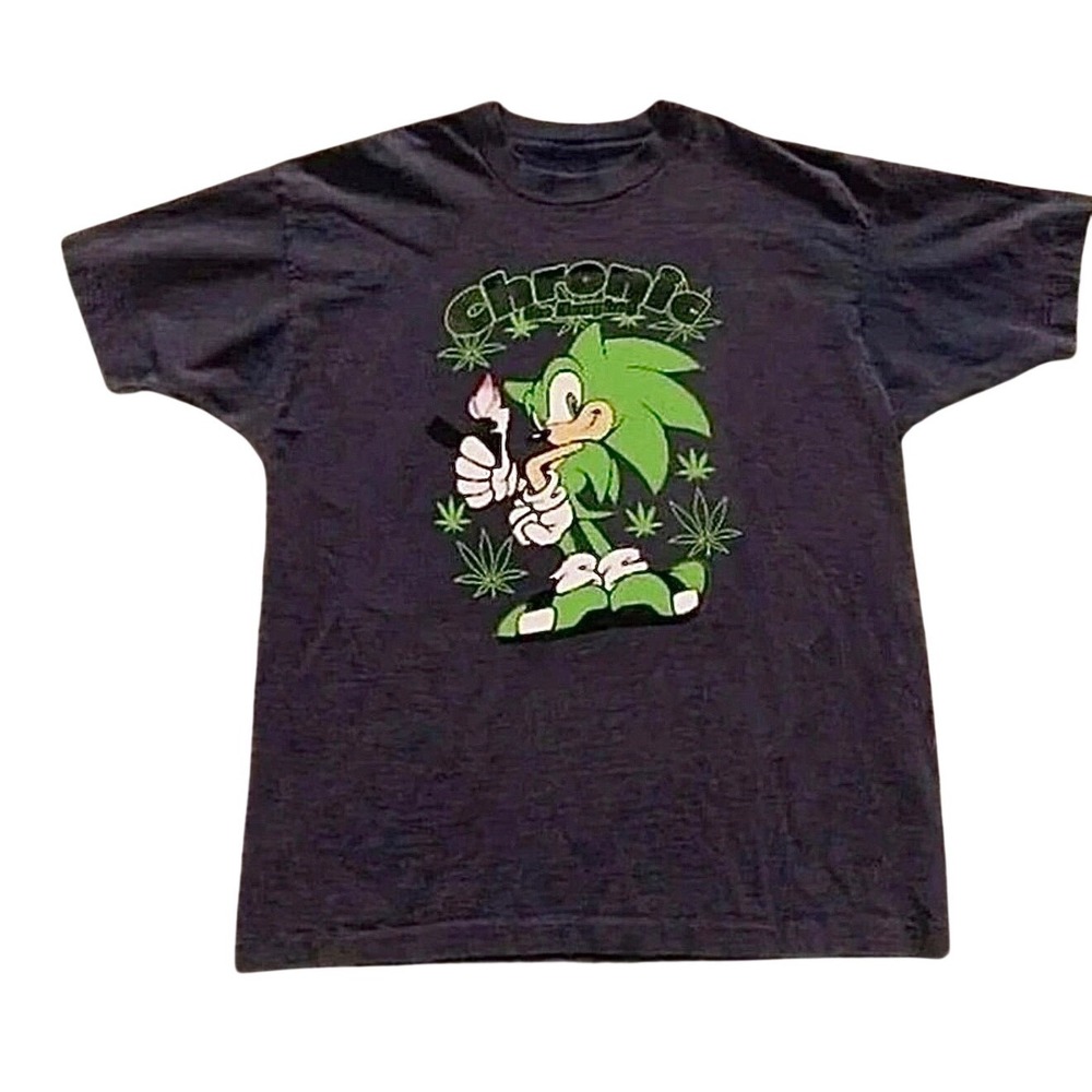 Gildan Chronic the Hedgehog Shirt Womens Black Excellent Graphic Tee